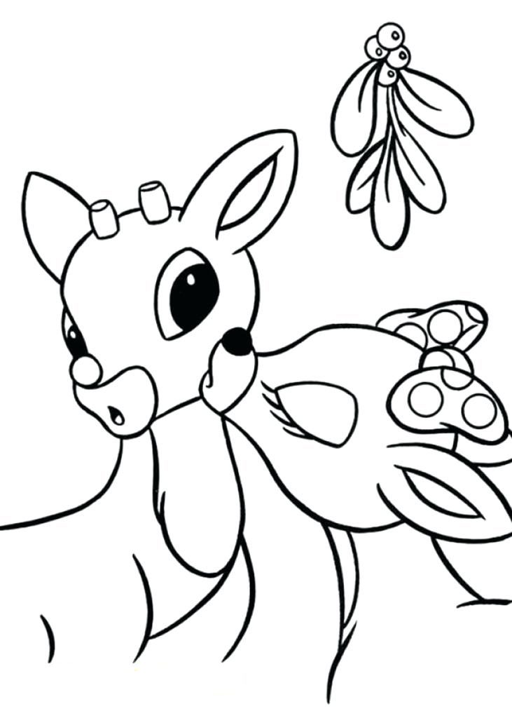 Deer under Mistletoe Coloring Page