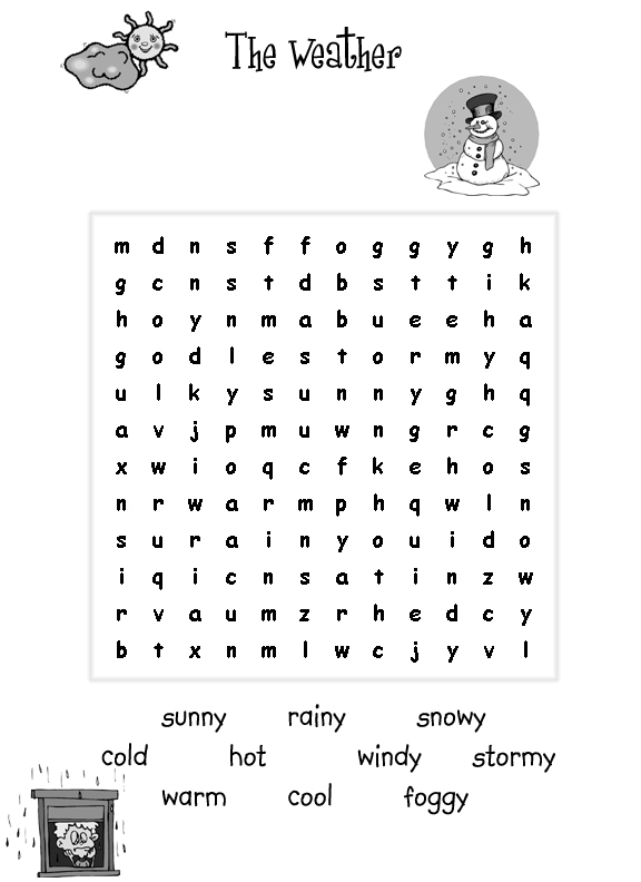 Easy Weather Word Search