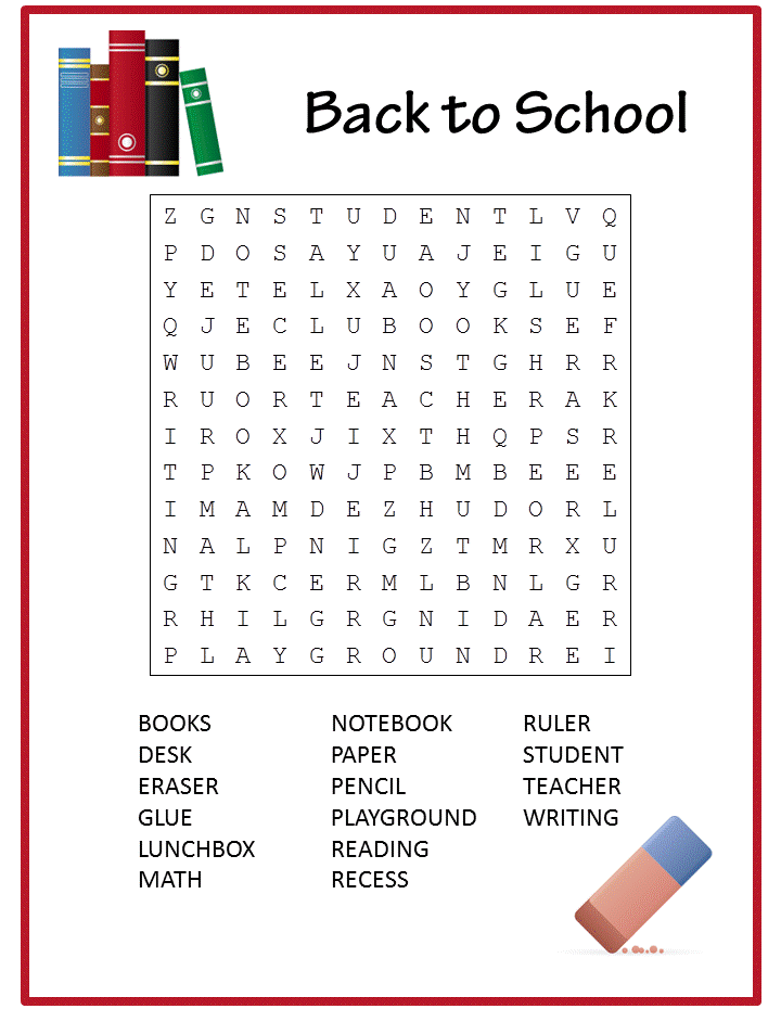 Easy Word Search - Back to School