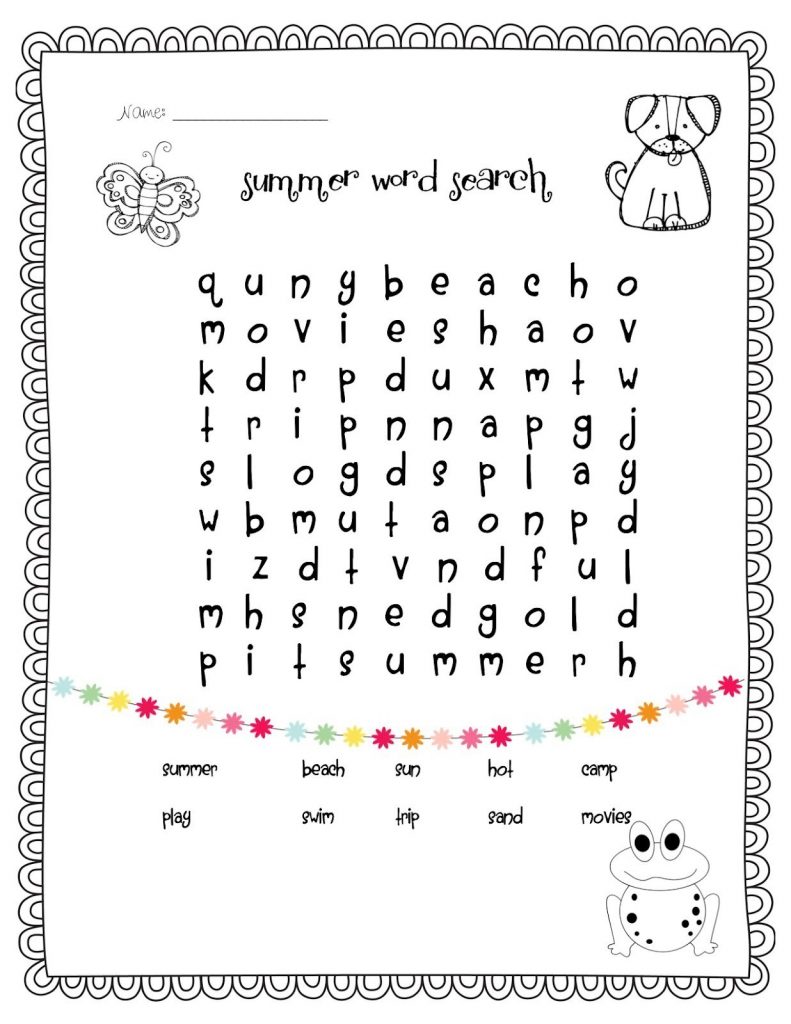 Easy Word Search Printable Puzzle