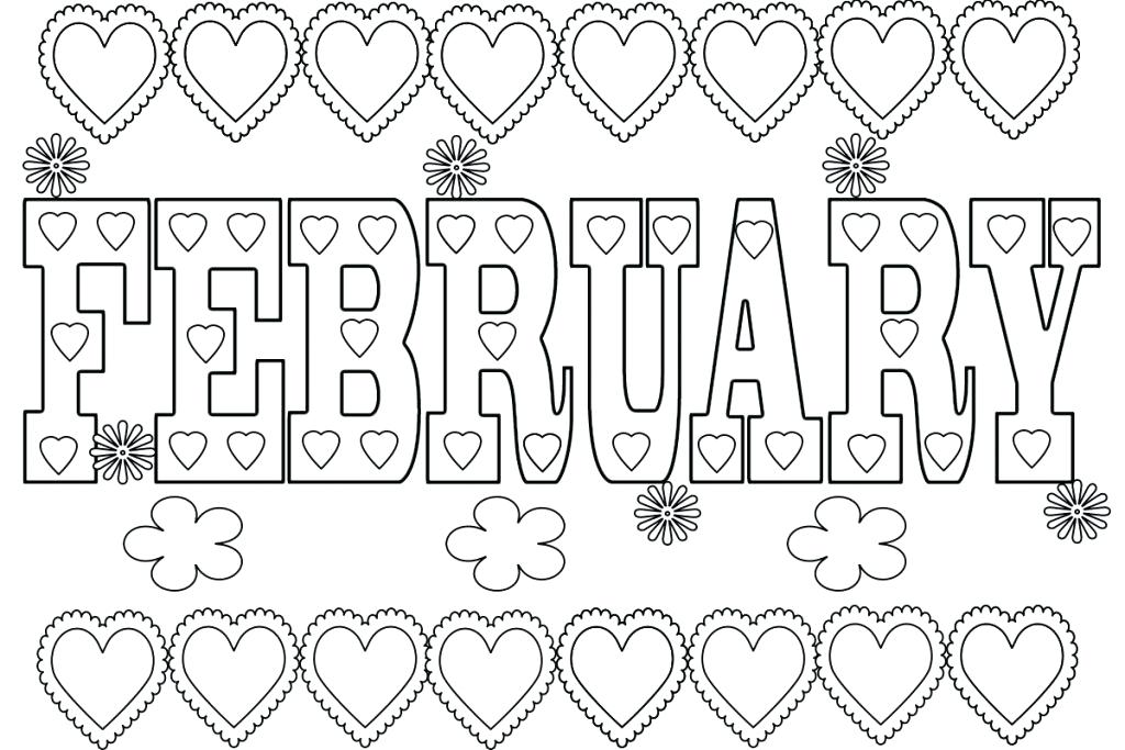 February Coloring Pages Coloring February Pages Month Clipart Kids Text 