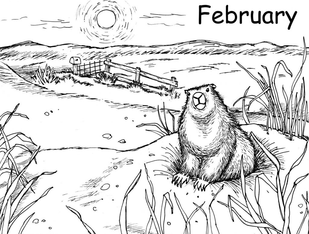 Groundhog Day - February Coloring Pages