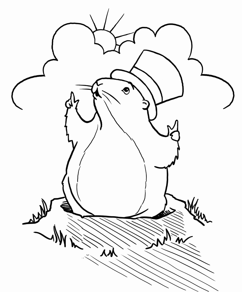 Groundhog Sees Shadow Coloring Page