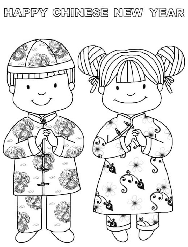 Happy Chinese New Year Coloring Page