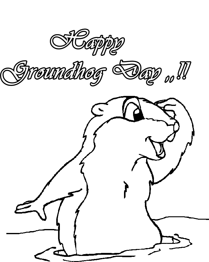 Happy Groundhog Day Coloring Page