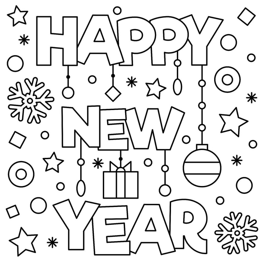 Happy New Year Coloring Page