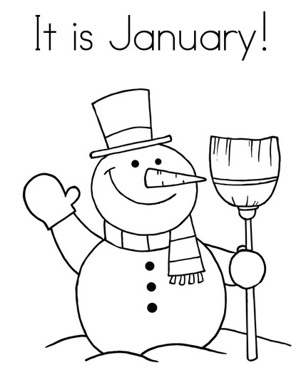 January Snowman Coloring Page
