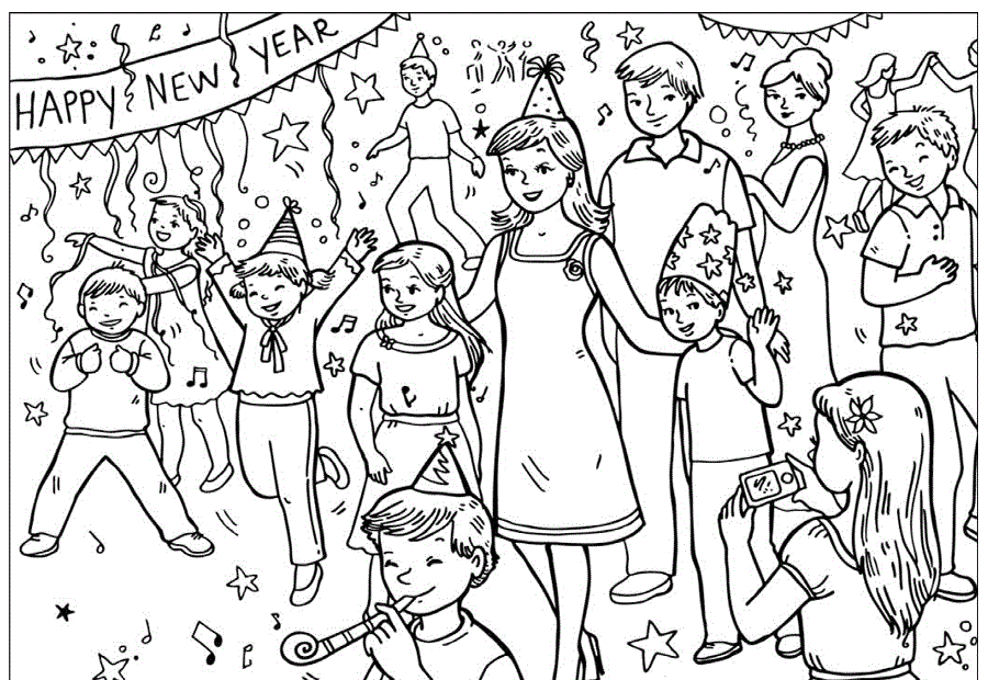 New Year Celebration January Coloring Pages