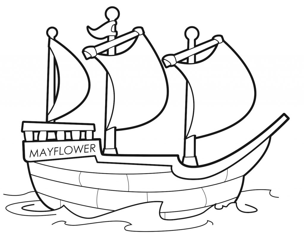 Pilgrims on the Mayflower Coloring Page