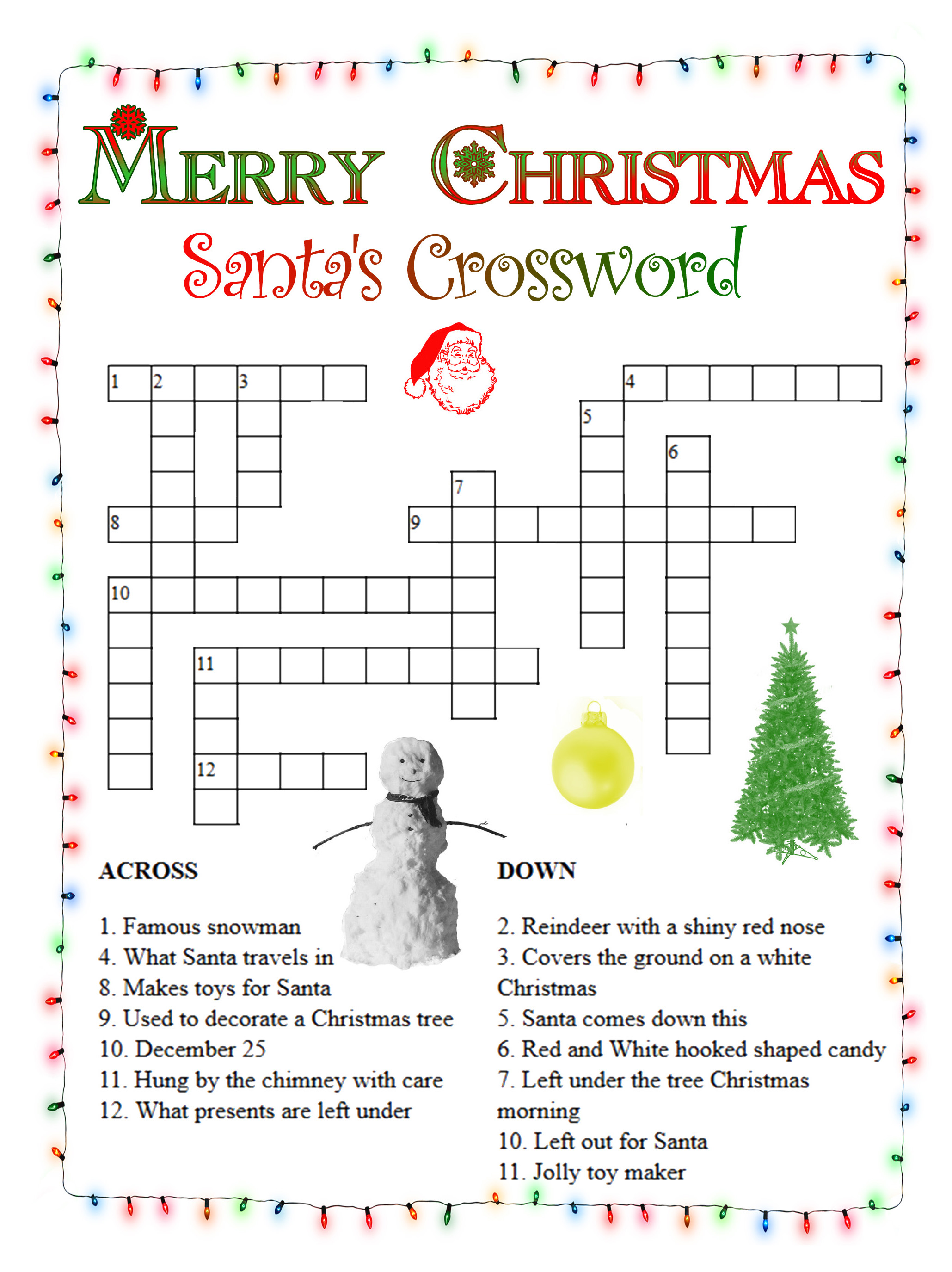 Christmas Crossword Puzzles - Best Coloring Pages For Kids