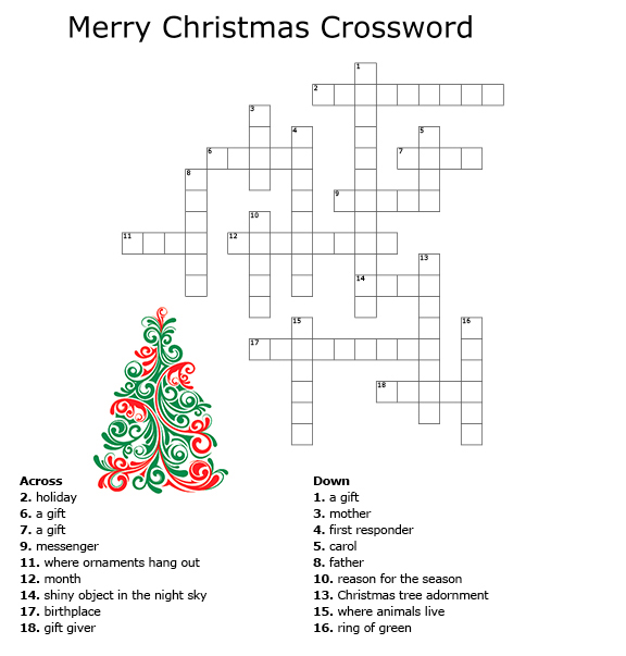 Free Printable Children S Christmas Crossword Puzzles