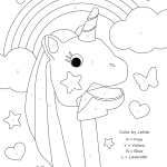 Unicorn - Color By Letter Coloring Pages