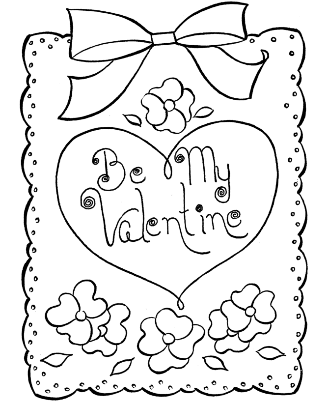 Be My Valentine Card to Color