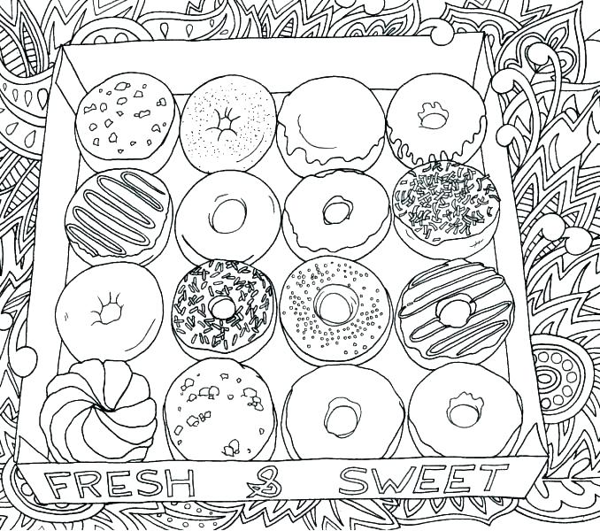 Box of Donuts Coloring Pages