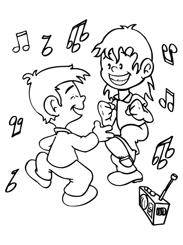 Children Dancing Coloring Page