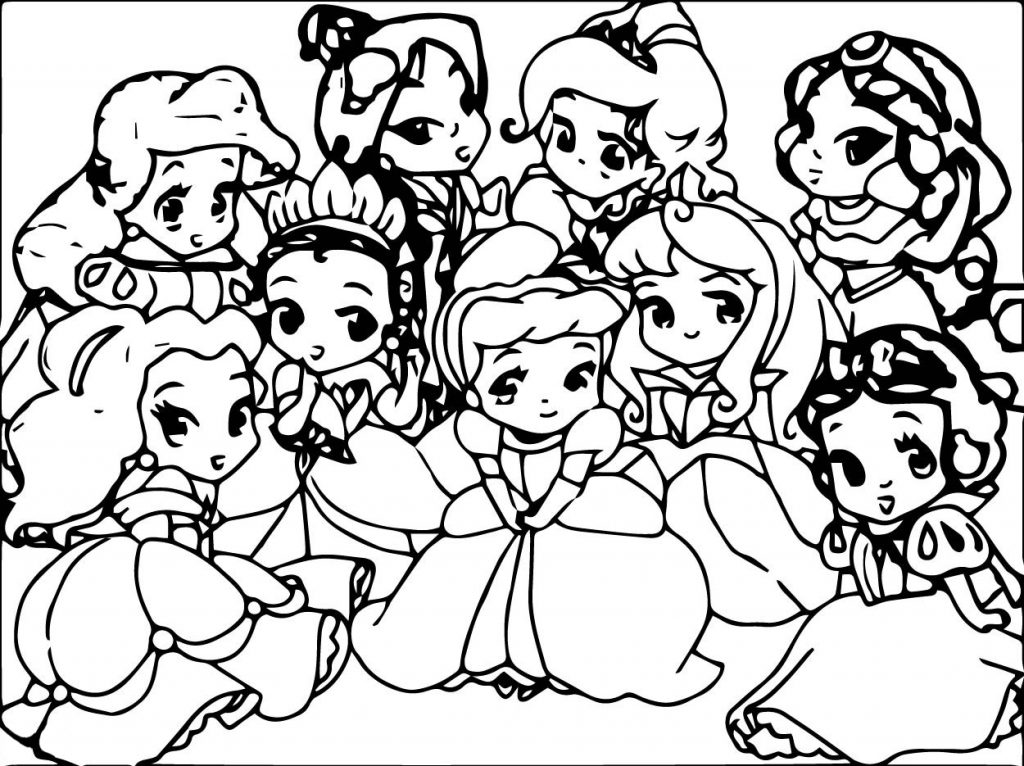 Cute Baby Disney Princess Coloring Page