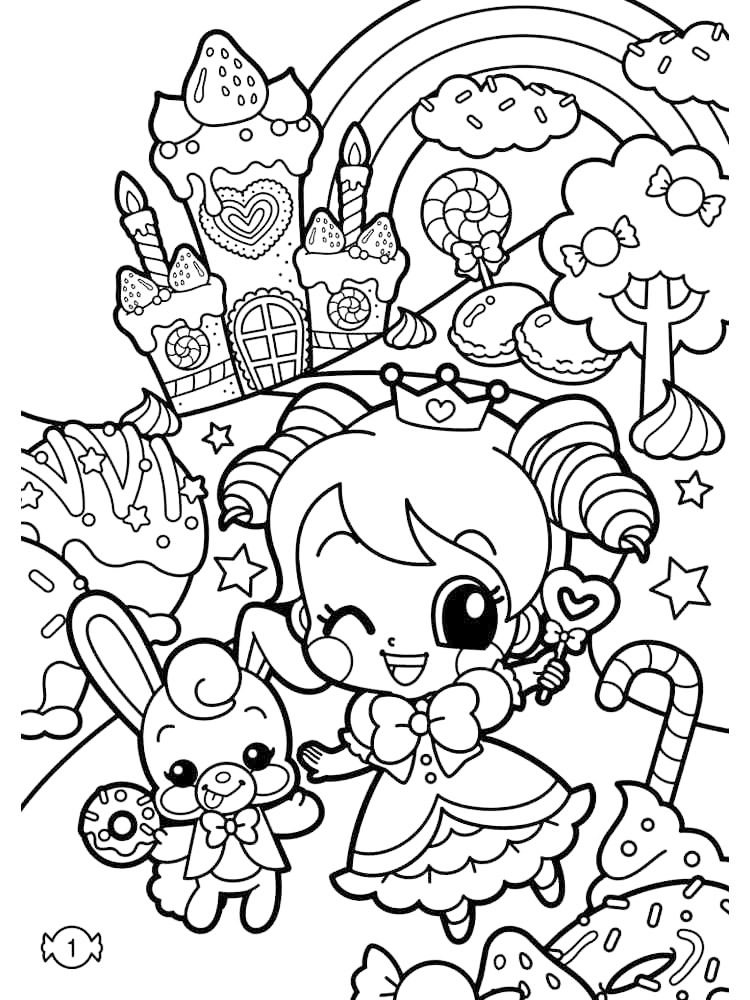 Cute Candy World Coloring Page