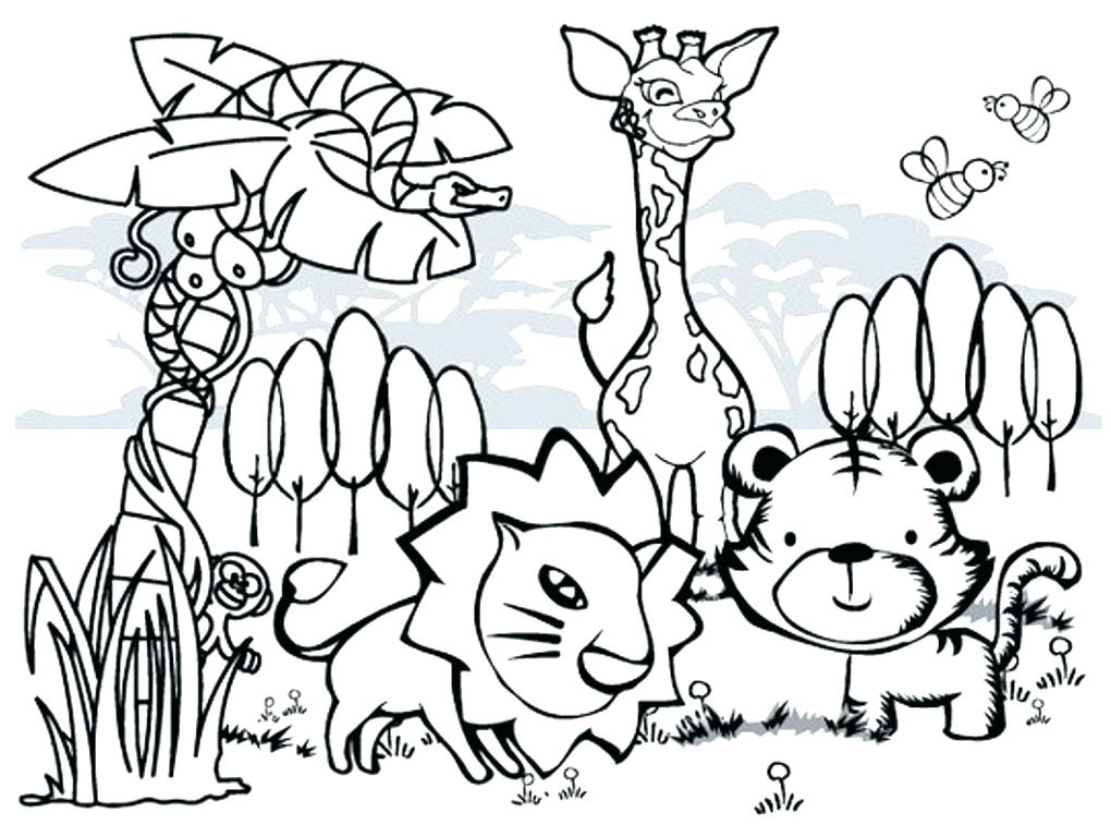 Cute Cartoon Wild Animal Coloring Pages