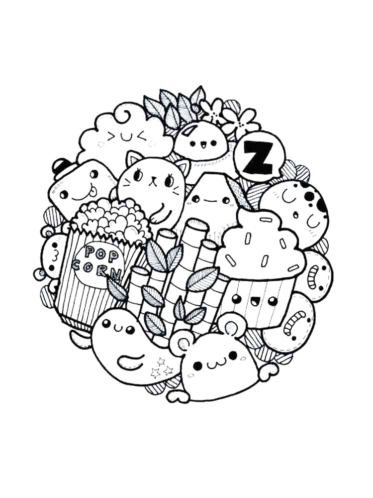 Cute Chibi Food Coloring Page