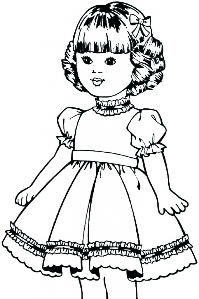 Cute Girl Doll Coloring Page