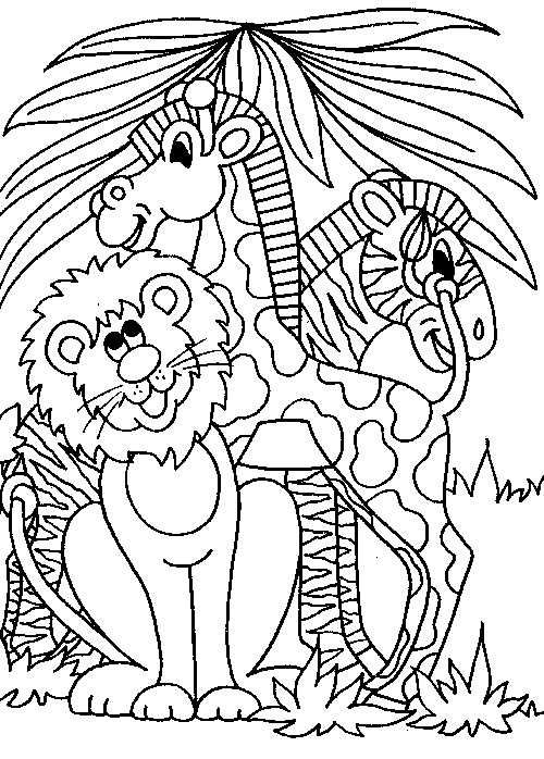 coloring animal jungle animals safari wild printable scene colouring familycorner drawing cute african sheets sheet zoo lion five colour zebra
