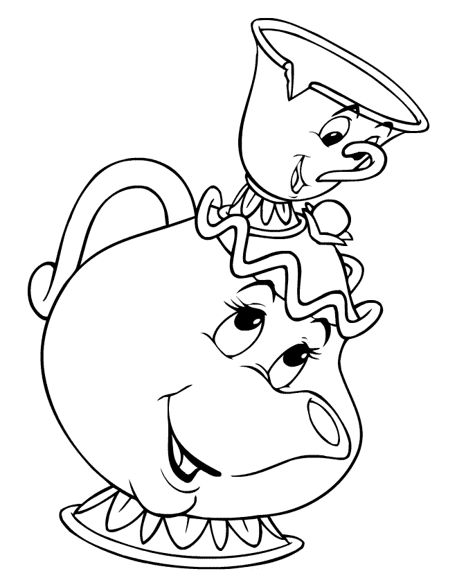 Disney Coloring Pages - Mrs Potts and Chip