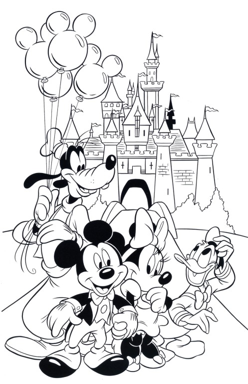 All Disney Characters In One Picture Coloring Page