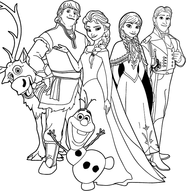 Disneys Frozen Characters Coloring Page