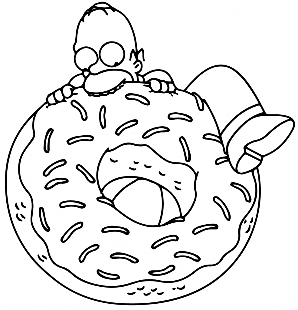 Donut Coloring Pages - Homer Simpsons