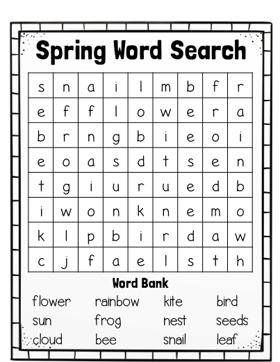 Spring Word Search - Best Coloring Pages For Kids