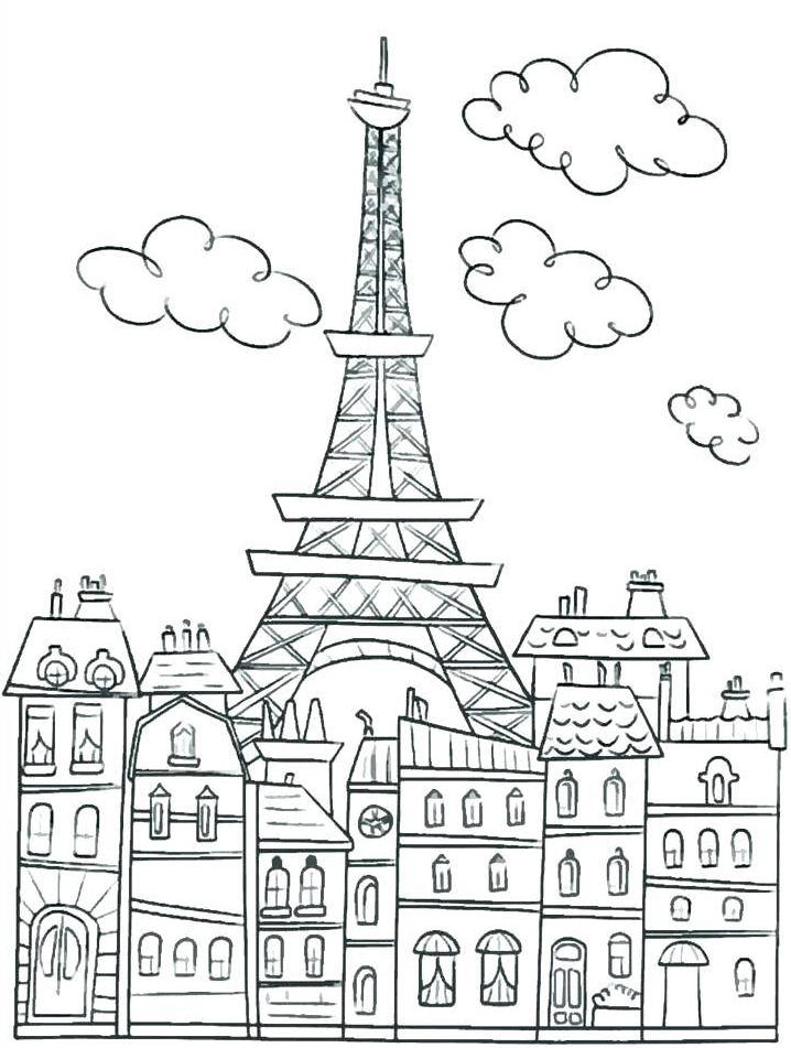 Eiffel Tower Paris Cute Coloring Pages for Adults