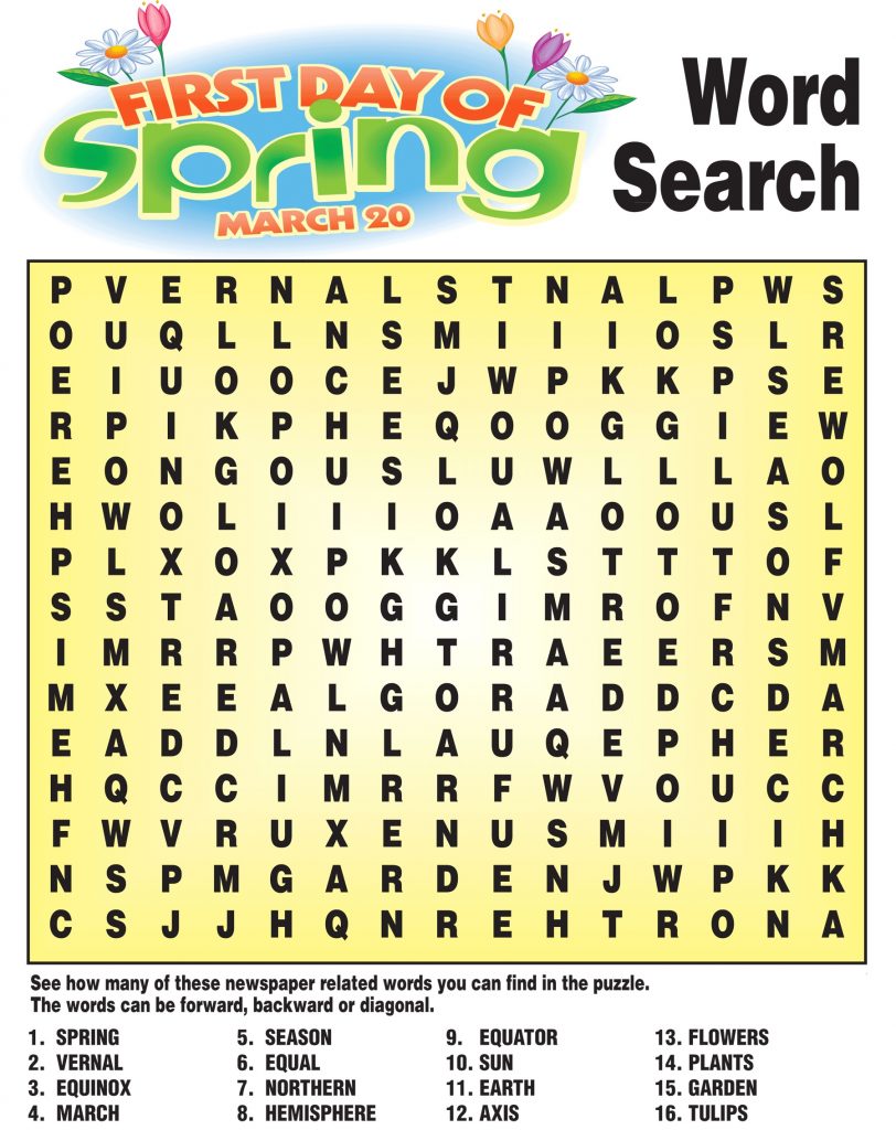 Spring Break Word Search Printable Printable Word Searches