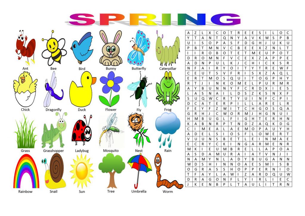 Free Spring Word Search Activity
