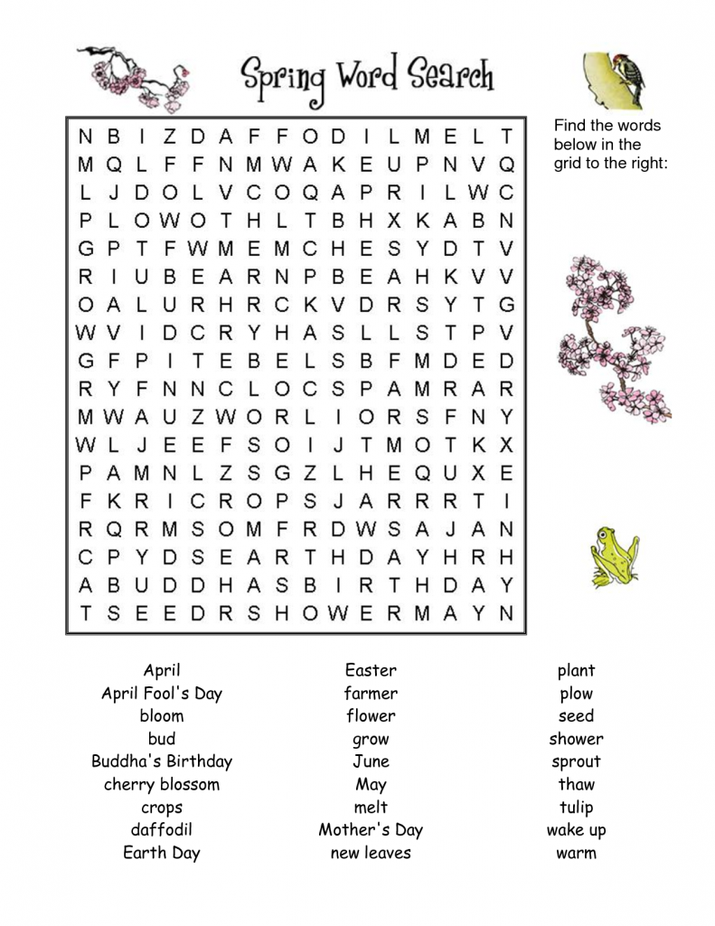 Free Spring Word Search Puzzles
