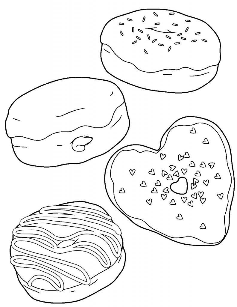 Heart Donut Coloring Page