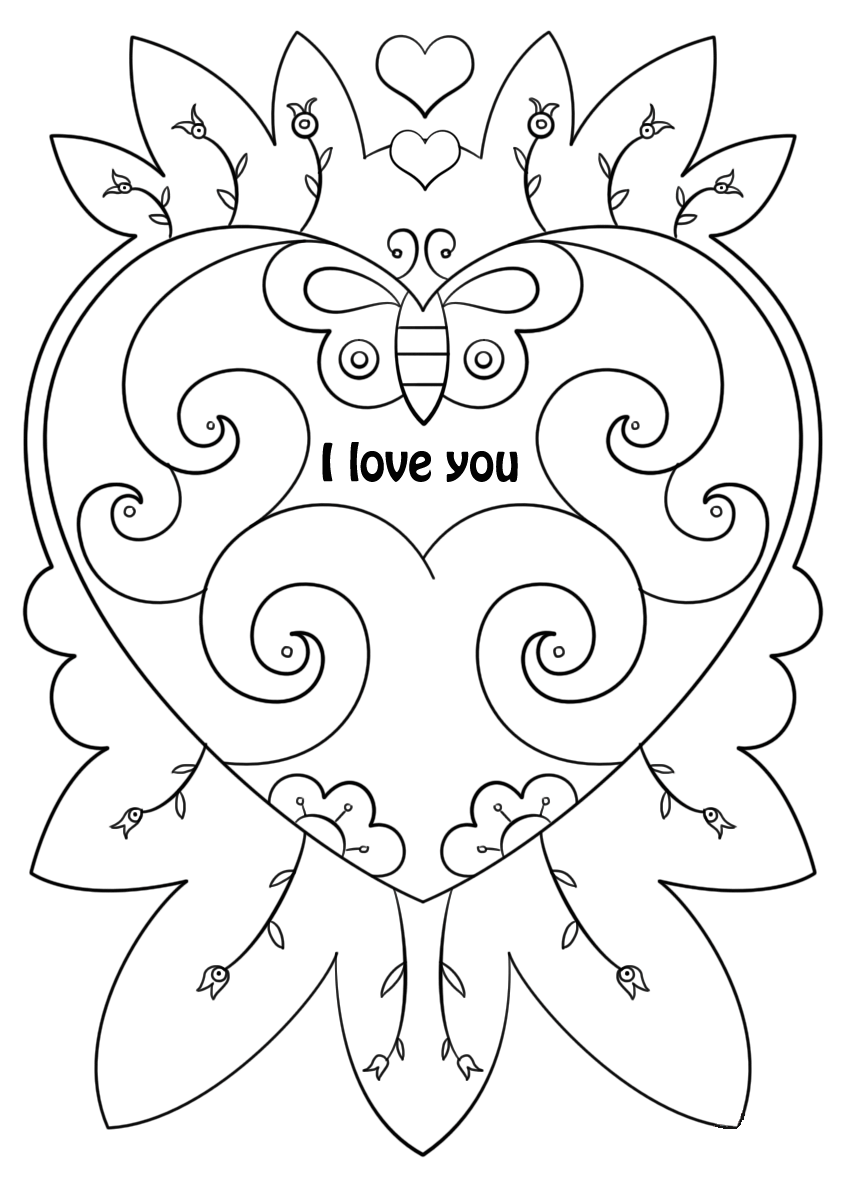 Hello Kitty with I Love You Heart coloring page