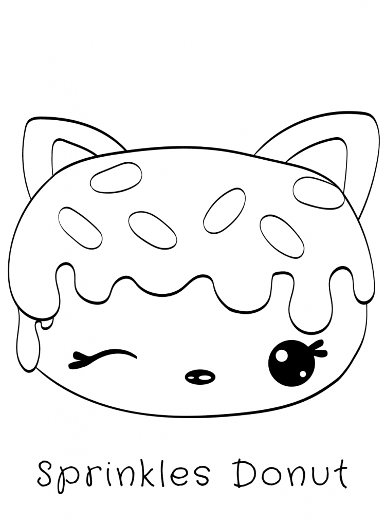 Kawaii Sprinkles Donut Coloring Pages