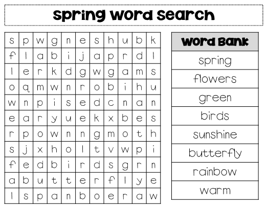 Spring Word Search - Best Coloring Pages For Kids