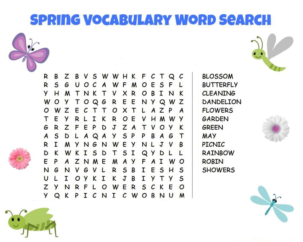 Spring Vocabulary Word Search