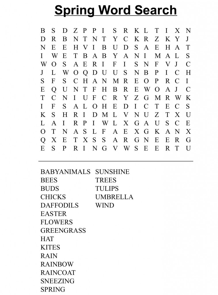 Spring Word Search Best Coloring Pages For Kids