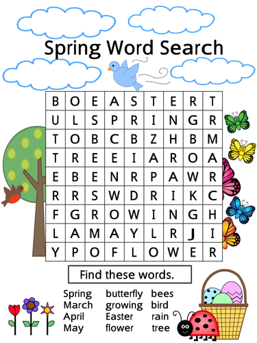 Spring Word Search - Best Coloring Pages For Kids