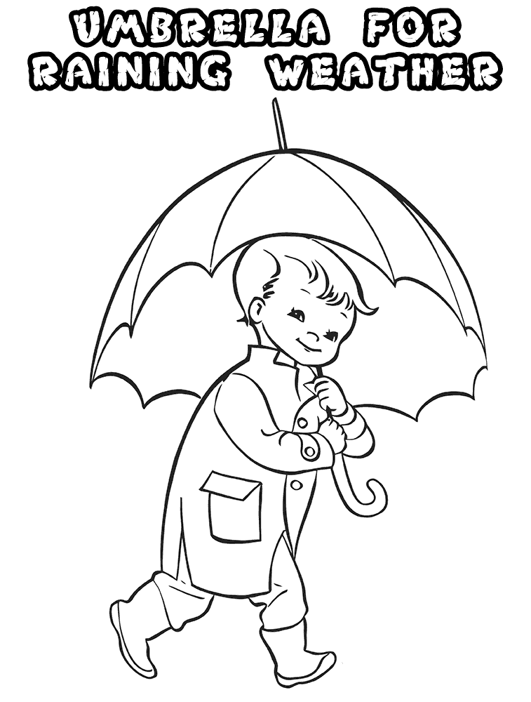 Umbrella for Raining Weather Coloring Page