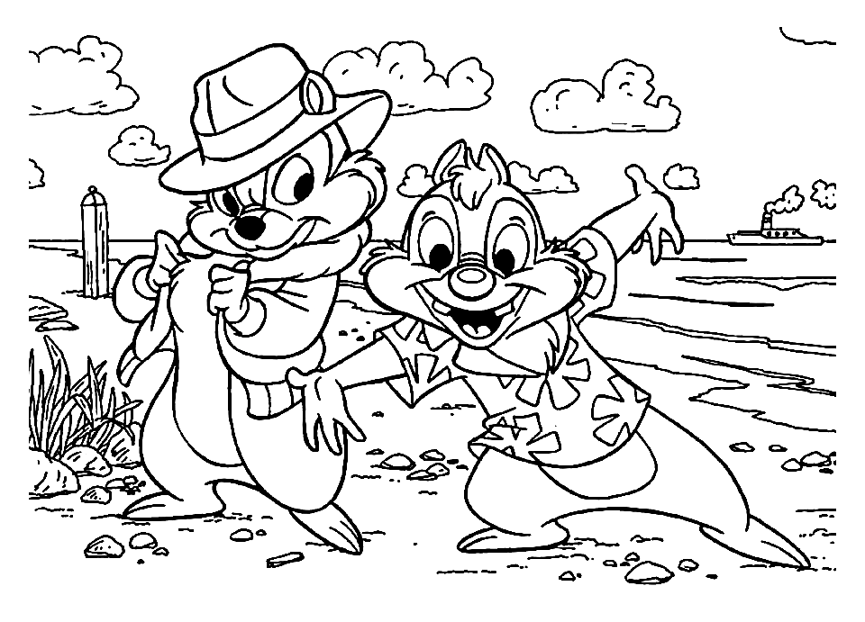Chip And Dale Disney Coloring Page
