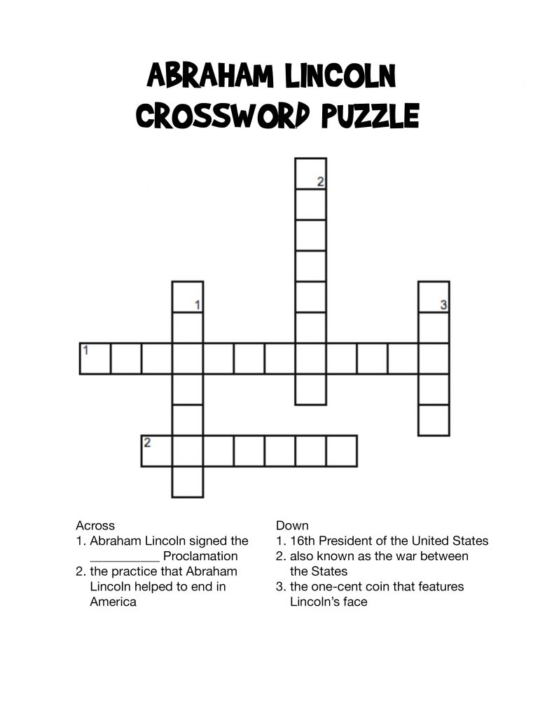 Abraham Lincoln Crossword Puzzle