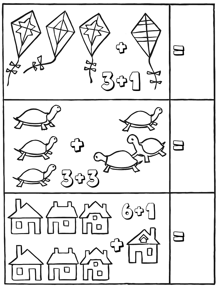 Add Pictures Kindergarten Math Worksheets
