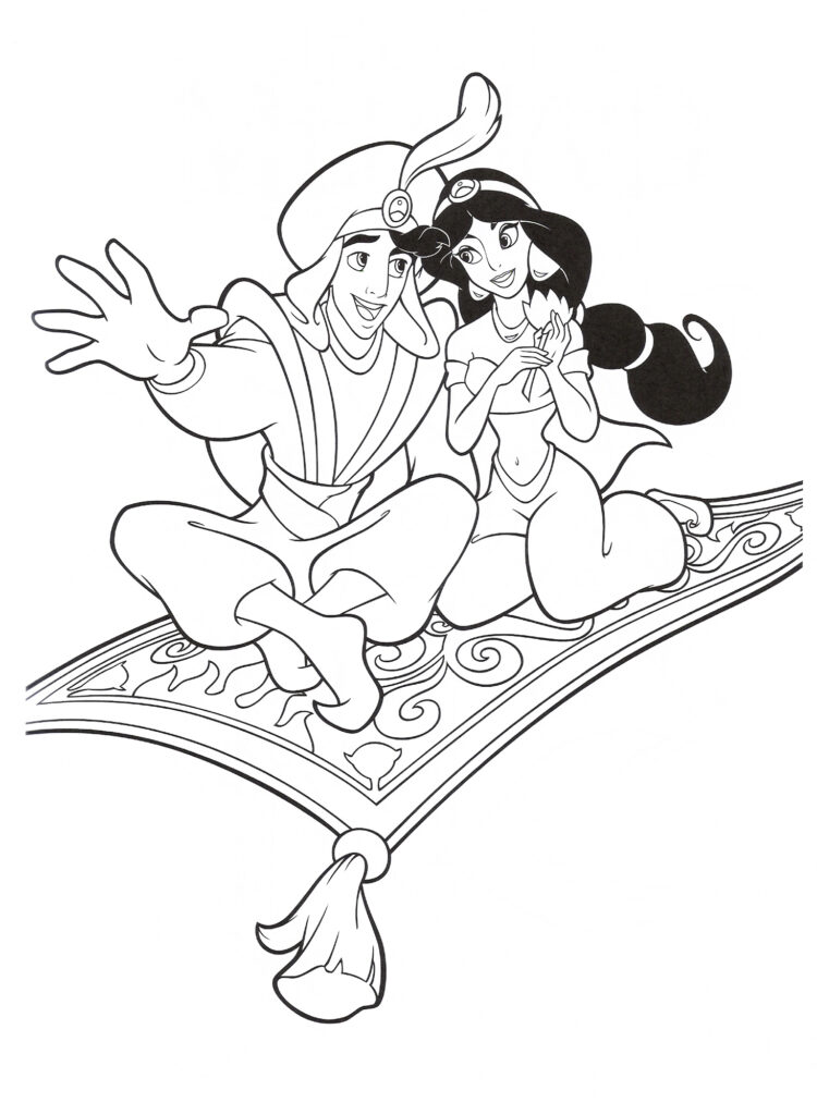 Aladdin And Jasmine Love Coloring Page
