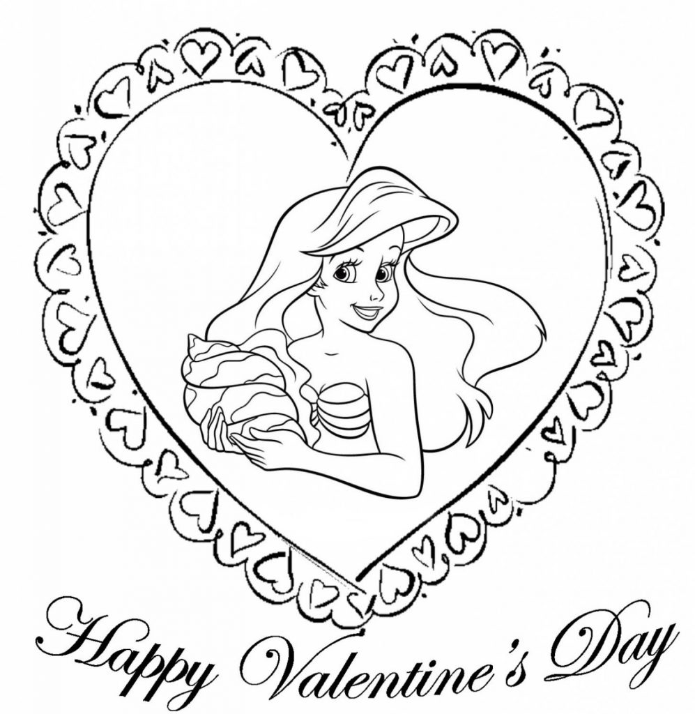 Ariel Valentines Disney Coloring Pages