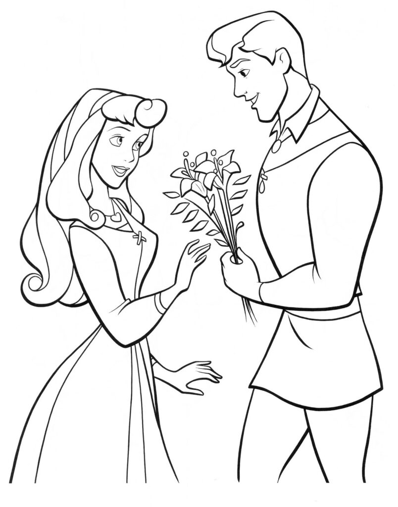 Aurora And Philip Love Coloring Page