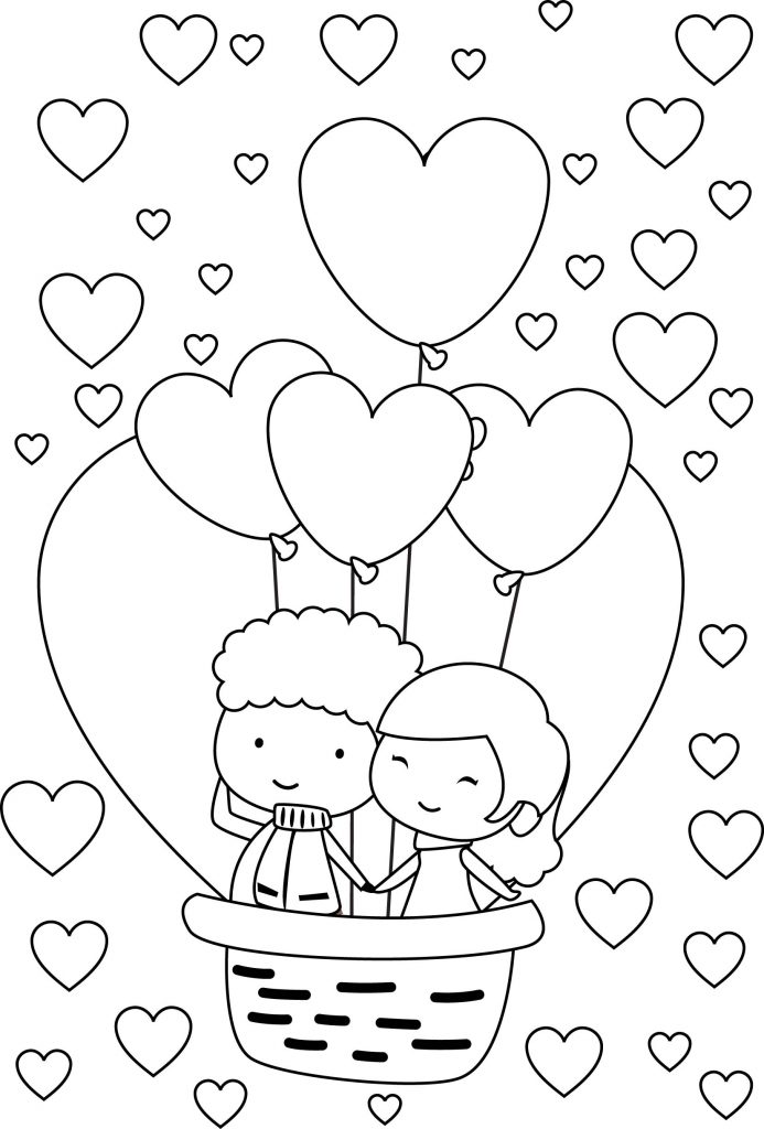 Balloon - Love Coloring Page