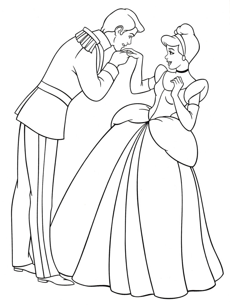 Cinderella And Her Prince Coloring Page